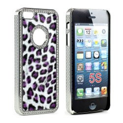 iPhone 5 5S  Leopard Diamond Chrome Case (Purple)